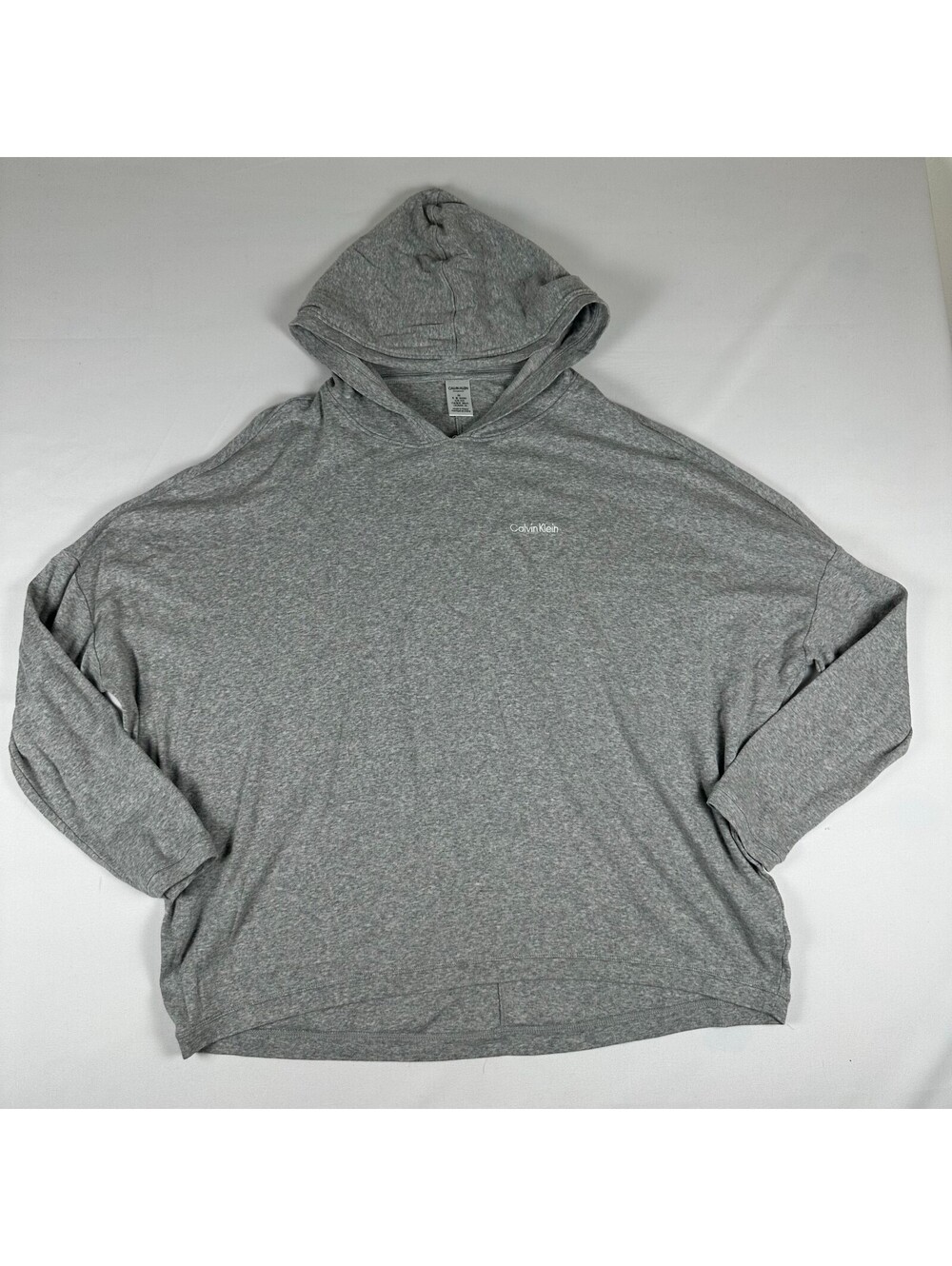 Calvin Klein Sleepwear Womens M Heather Gray Hoodie Pullover Lounge Top Logo